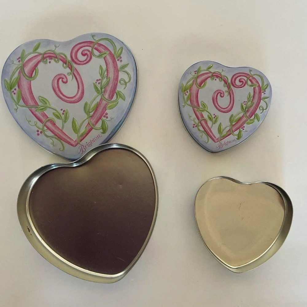 Brighton Jewelry set of two coordinated heart storage tins